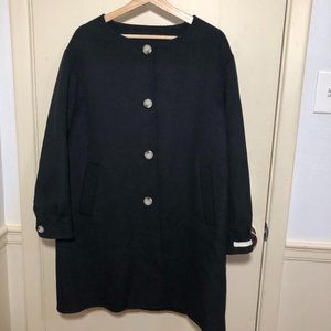 Black 90% Wool + 10% Cashmere Woman's Coat